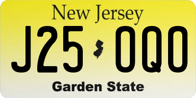 NJ license plate J25OQO
