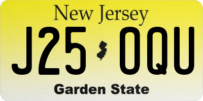 NJ license plate J25OQU