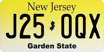 NJ license plate J25OQX