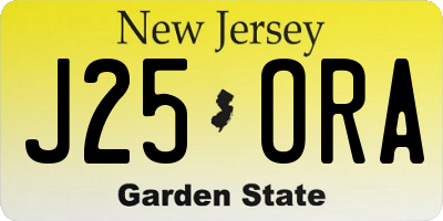 NJ license plate J25ORA