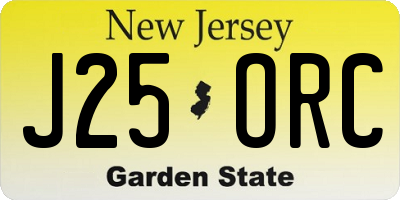 NJ license plate J25ORC