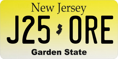 NJ license plate J25ORE