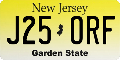 NJ license plate J25ORF