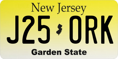 NJ license plate J25ORK
