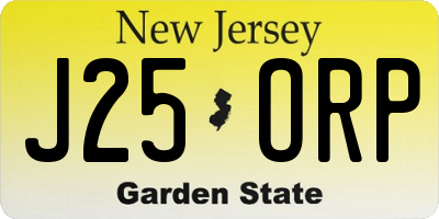 NJ license plate J25ORP
