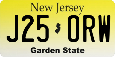NJ license plate J25ORW