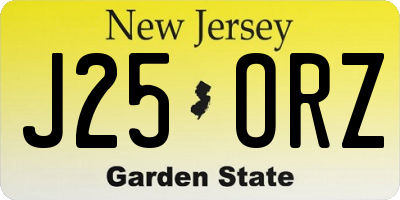 NJ license plate J25ORZ