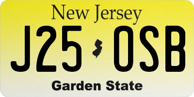 NJ license plate J25OSB