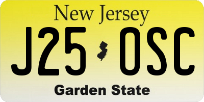 NJ license plate J25OSC