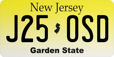 NJ license plate J25OSD