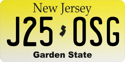 NJ license plate J25OSG