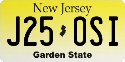 NJ license plate J25OSI