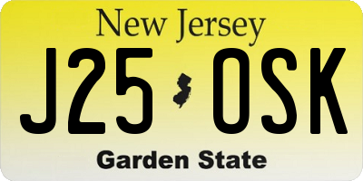 NJ license plate J25OSK