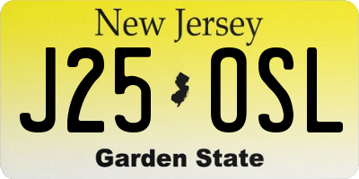 NJ license plate J25OSL