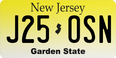 NJ license plate J25OSN
