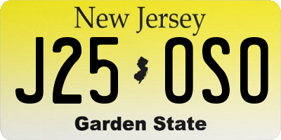 NJ license plate J25OSO