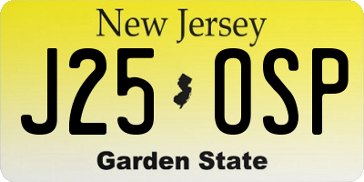NJ license plate J25OSP