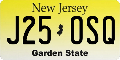 NJ license plate J25OSQ