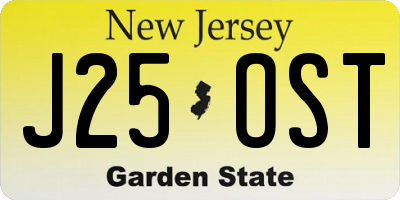 NJ license plate J25OST