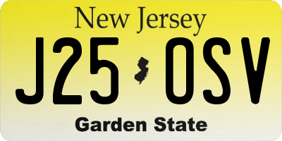 NJ license plate J25OSV