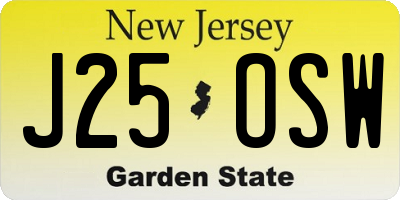 NJ license plate J25OSW
