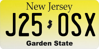 NJ license plate J25OSX