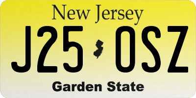 NJ license plate J25OSZ