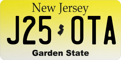 NJ license plate J25OTA