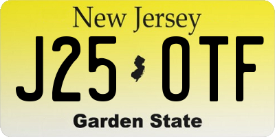 NJ license plate J25OTF