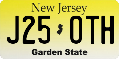 NJ license plate J25OTH