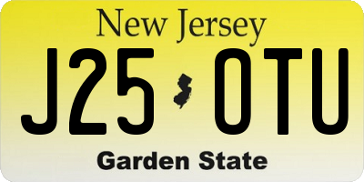 NJ license plate J25OTU