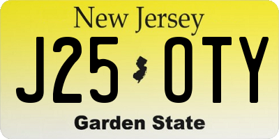 NJ license plate J25OTY