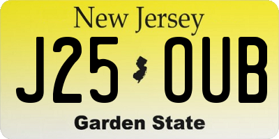 NJ license plate J25OUB