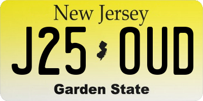 NJ license plate J25OUD