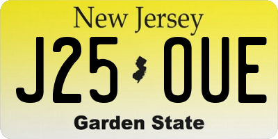 NJ license plate J25OUE