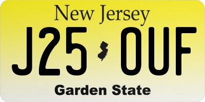 NJ license plate J25OUF