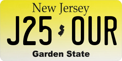 NJ license plate J25OUR