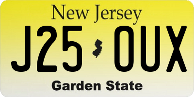 NJ license plate J25OUX