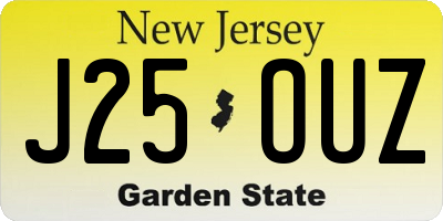 NJ license plate J25OUZ