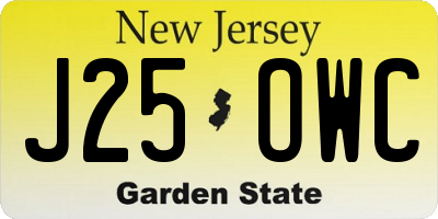 NJ license plate J25OWC