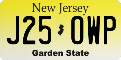 NJ license plate J25OWP