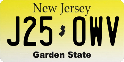NJ license plate J25OWV