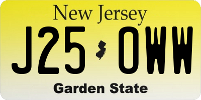 NJ license plate J25OWW
