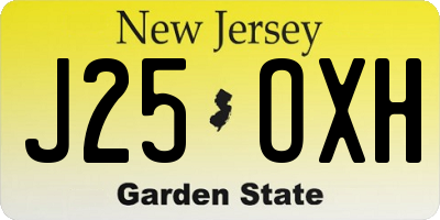 NJ license plate J25OXH