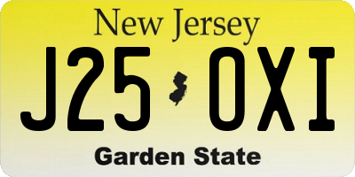 NJ license plate J25OXI