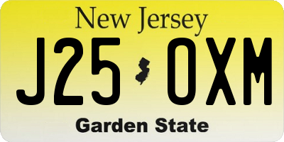 NJ license plate J25OXM