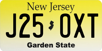 NJ license plate J25OXT