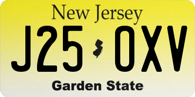 NJ license plate J25OXV