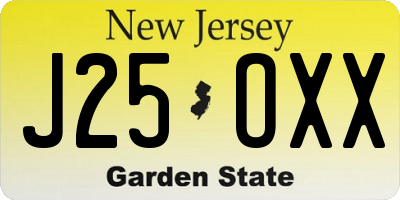NJ license plate J25OXX