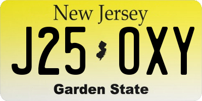 NJ license plate J25OXY